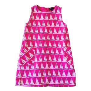 Baby Gap Shift Dress Size 4T Dark Pink with White Sailboats Back Buttons